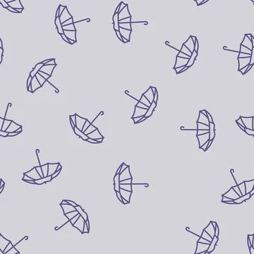 Opened umbrella line seamless pattern Stock Illustration
