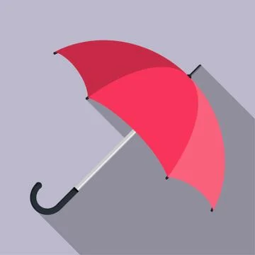 Opened umbrella with long shadow, closeup, flat design. Vector illustration. Stock Illustration