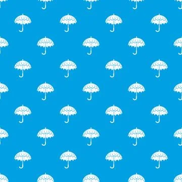 Opened umbrella pattern vector seamless blue Stock Illustration