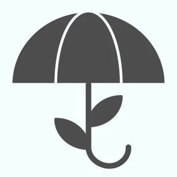 Opened umbrella solid icon. Umbrella with leaves vector illustration isolated on 库存插图