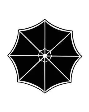 Opened umbrella - vector black silhouette for logo or pictogram. Illustrazione stock