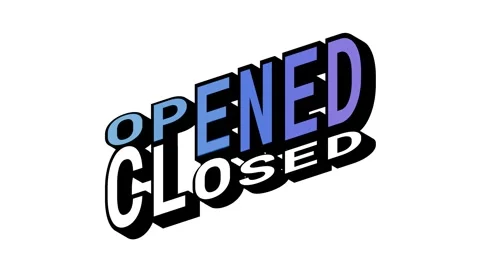 OPENED vs CLOSED, 3D Text Animation in Isometric View with Opposite Word Motion Stock Footage 314263775
