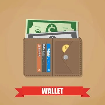 Opened wallet with cash Stock Illustration