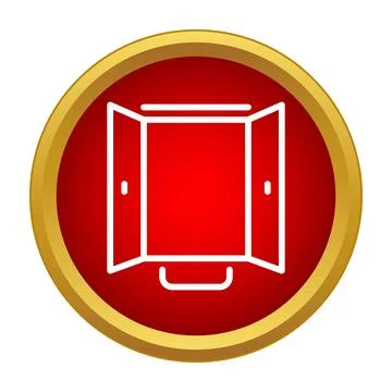 Opened wardrobe storage cabinet outline line icon Stock Illustration