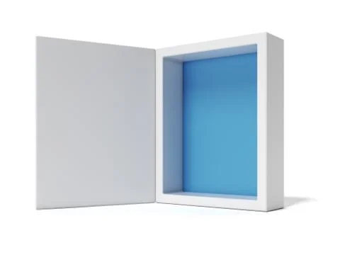 Opened white Box with blue inside Stock Illustration