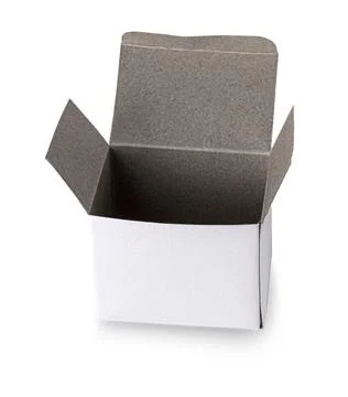 Opened white cardboard box isolated on white background Stock Photos