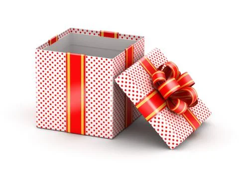 Opened white doted gift box Stock Illustration