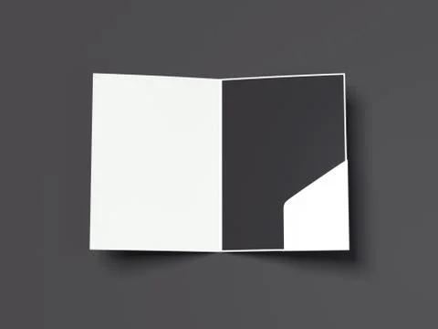 Opened white folder with black paper sheet. 3d rendering Stockillustratie