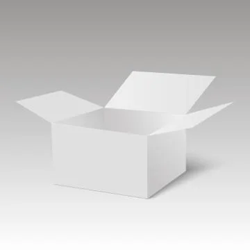 Opened White Modern Software Package Box. Packing box. Vector. Stock Illustration