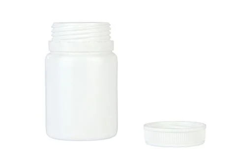 Opened White Pills Container - Isolated Stock Photos