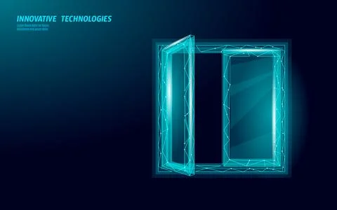 Opened window 3D new opportunity abstract goal reaching. Business success Stock-Illustration