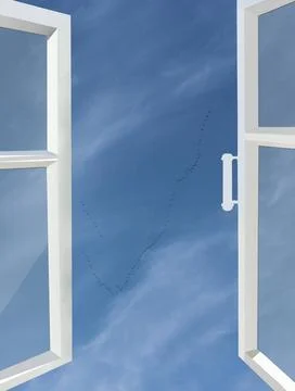 Opened window to the blue sky opened window to the blue heaven with white ... Photos