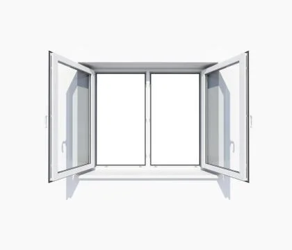 Opened window on clean white wall Stock Illustration