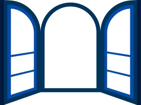 Opened window frame Stock Illustration