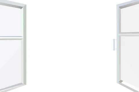 Opened window isolated on white background. Panoramic view from room window Illustration
