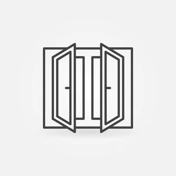 Opened Window outline vector concept icon or symbol Stock Illustration