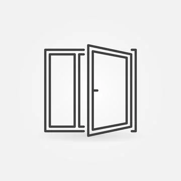 Opened Window Room Ventilation vector thin line concept icon Stock Illustration