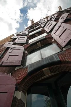 Opened window shutters Stock Photos