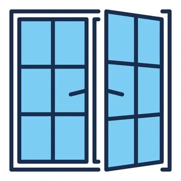 Opened Window vector blue modern icon or symbol Ilustración de archivo