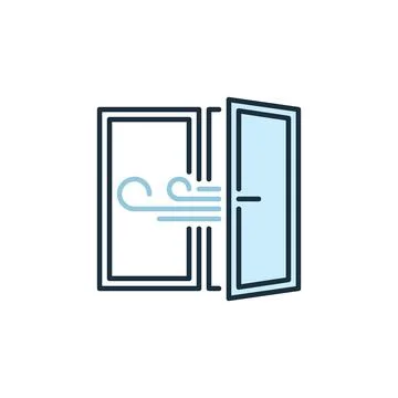 Opened Window vector colored icon. Room Ventilation concept symbol Stock Illustration