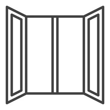 Opened Window vector outline icon or symbol Stock Illustration