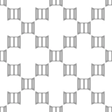 Opened Window vector outline seamless pattern Ilustración de archivo