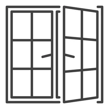 Opened Window vector thin line icon or design element Ilustración de archivo