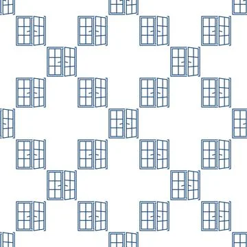 Opened Window vector thin line seamless pattern Illustrazione stock