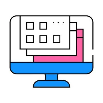 Opened windows of operating system icon color illustration Stock Illustration