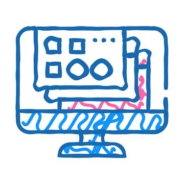 Opened windows of operating system icon doodle illustration Stock Illustration