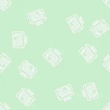 Opened windows of operating system line vector seamless pattern Stock Illustration