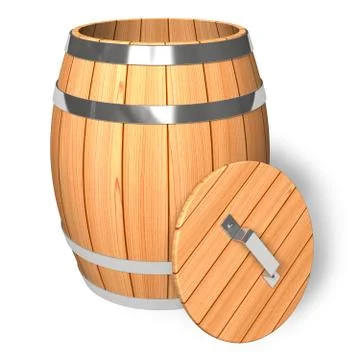 Opened wooden barrel Illustrazione stock