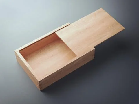 Opened wooden casket. 3d rendering 스톡 일러스트