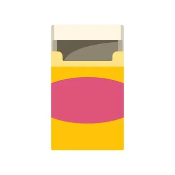 Opened yellow cigarette pack showing pink label Stock Illustration