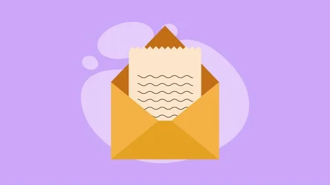 Opened yellow envelope with document paper inside on purple background with.. Stock Footage 339118985