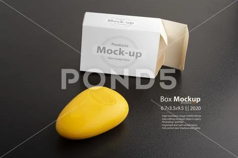 Opened yellow soap package on black surface mock-up series PSD Template