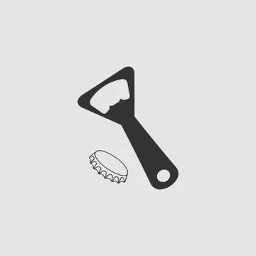 Opener for beer icon flat. Stock Illustration