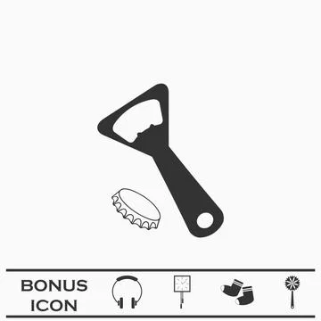 Opener for beer icon flat. Stock Illustration