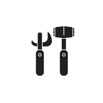 Opener meat mallet black vector concept icon. Opener meat mallet flat Illustrazione stock