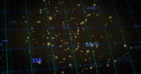 Opening with 3D grid dots, labels updating counts to percentages and negatives Stock Footage 312481994
