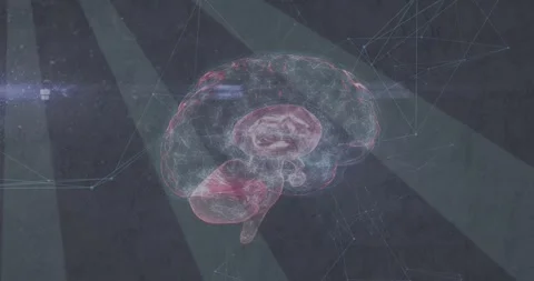 Opening with 3D holographic brain model rotating, revealing inner parts Stock Footage 326096205