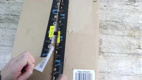 Opening An Amazon Prime Package 스톡 동영상 137865855