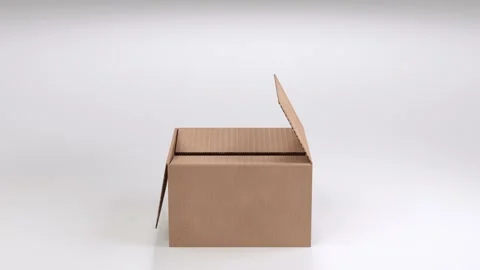 Opening and Closing Cardboard Box Looped 3D for online delivery 4K Stock Footage 132054487