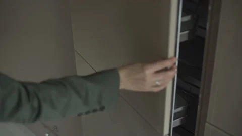 Opening and closing the door of an empty refrigerator Stock Footage 143196290