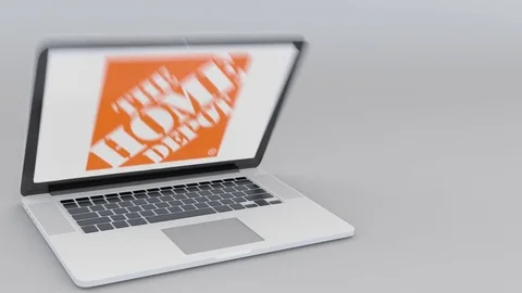 Opening and closing laptop with The Home... | Stock Video | Pond5