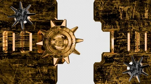 Opening and closing rusty golden gates 3d render with alpha channel. Video Video stock 300709221