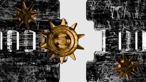 Opening and closing rusty silver gates 3d render with alpha channel. Video Video stock 300709208