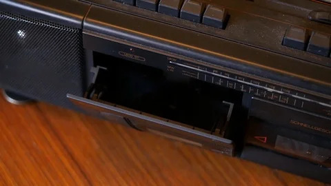 Opening and closing of tape deck Stock Footage 88256685