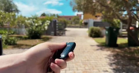 Opening Automatic Gate with Remote Control Stock Footage 337759820