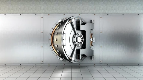 Opening of the Bank vault door with alpha channel Stock Footage